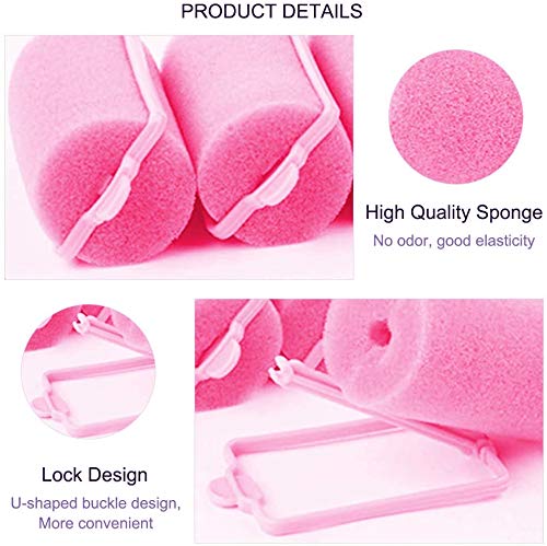 wordmouk 32 Pieces Foam Sponge Hair Rollers Pink Hair Rollers Soft Sponge Curlers DIY Hair Styling Hairdressing Tools for Women and Kids (30 mm) - BeesActive Australia