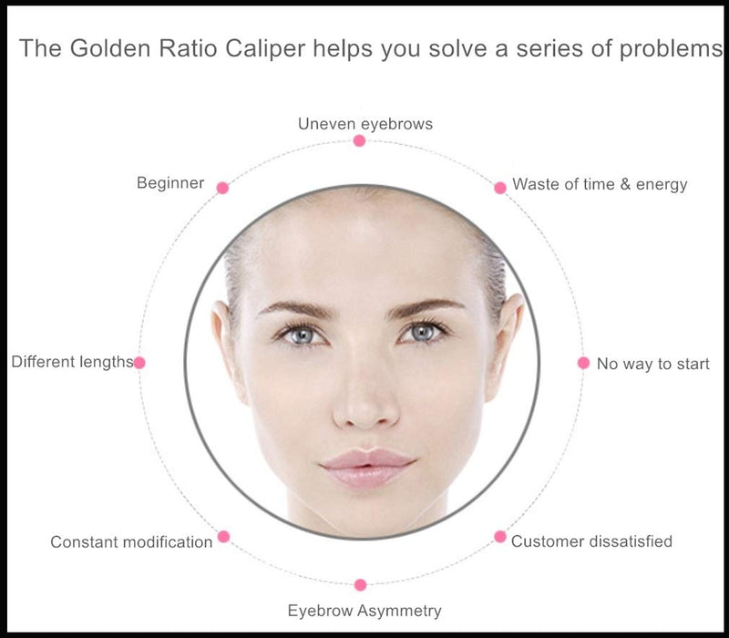 Golden Ratio Caliper - Professional Eyebrow Drawing Tool with Flexible Removable Reusable Stainless Steel Ruler, for Perfect Microblading, 3-point Positioning Makeup Stencil DIY Measure Tools; MC1H - BeesActive Australia