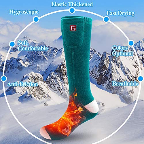 Electric Heated Socks Rechargebale Battery Powered Heating Socks for Men Women,Winter Thermal Insulated Thick Sox Kit for Chronically Cold Feet,Novelty Sports Hunting Hiking Skiing Foot Warmer Socks Medium Green White - BeesActive Australia