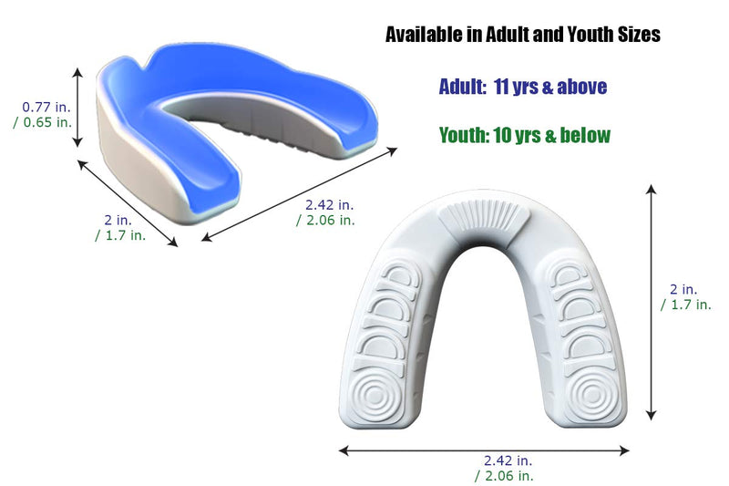 Coollo Sports Boil and Bite Mouth Guard (Youth & Adult) DA Custom Fit Sport Mouthpiece for Football, Hockey, Rugby, Lacrosse, Boxing, MMA (Free Case Included!) Mint Green & Black Adult -Ages 11 & Above - BeesActive Australia