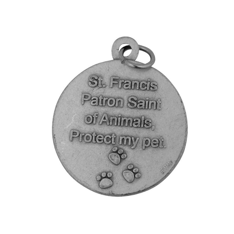 Venerare St. Francis Pet Medal | Large Round Pet Collar Charm | A Great Gift for Pet Lovers | Comes with Different Colored Card | Christian Pet Goods (Green Card) Green Card - BeesActive Australia