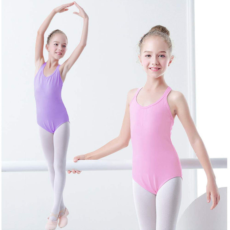 HiDance Ballet Leotards,Cotton Camisole Ballet Leotards for Girls/Toddlers/Kids,Double Strap Gymnastics and Ballet Dancewear Purple L(2-4 Years) - BeesActive Australia