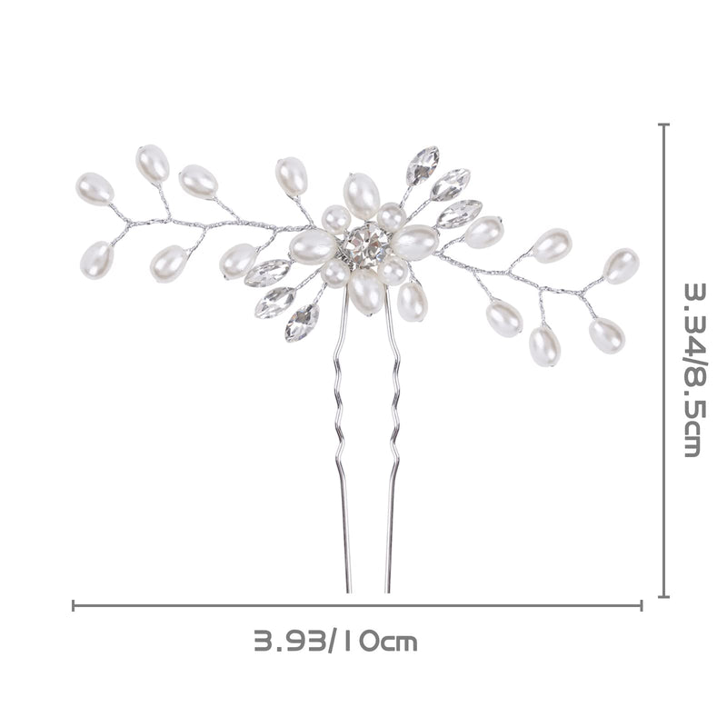 WBCBEC 5 Pcs Bridal Hair Pins Pearl Hair Pins Wedding Pearl Rhinestones Headpiece Bride Hair Accessories for Women and Girls - BeesActive Australia
