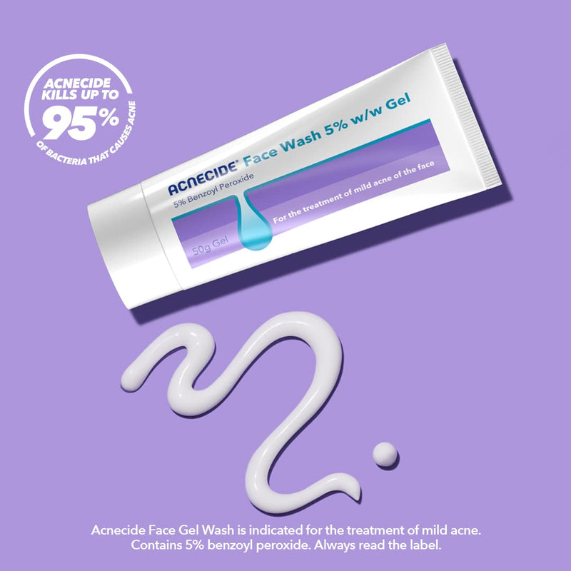 Acnecide Face Wash, 50g, for Acne Treatment & Spot Treatment with 5% Benzoyl Peroxide - BeesActive Australia