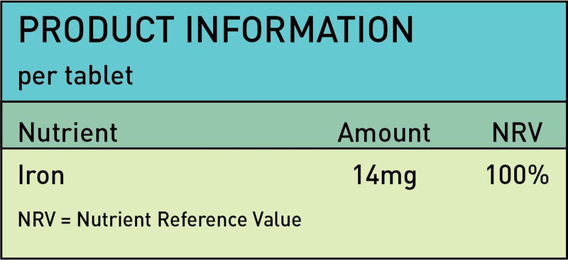 Iron Tablets 14mg Supplements Blood Cells Energy Anaemia Tiredness Pregnancy -180 Tablets - BeesActive Australia