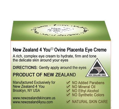 New Zealand 4 You Ovine Placenta Eye Cream with Hyaluronic Acid and Manuka Honey - Reduces Fine Lines & Wrinkles, Firms & Brightens - All Natural Ingredients, 15g - BeesActive Australia