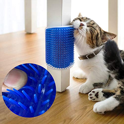 SweetPetGarden Self Groomer with Catnip Pouch,Cat Self Groomer Wall Corner Massage Groomer Cat Self Grooming Brush 2 Count (Pack of 1) Gray - BeesActive Australia