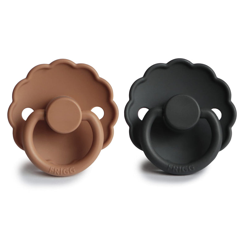 FRIGG Daisy SilkySoft Silicone Baby Pacifier | Made in Denmark | BPA-Free (Graphite/Peach Bronze, 0-6 Months) Graphite/Peach Bronze - BeesActive Australia