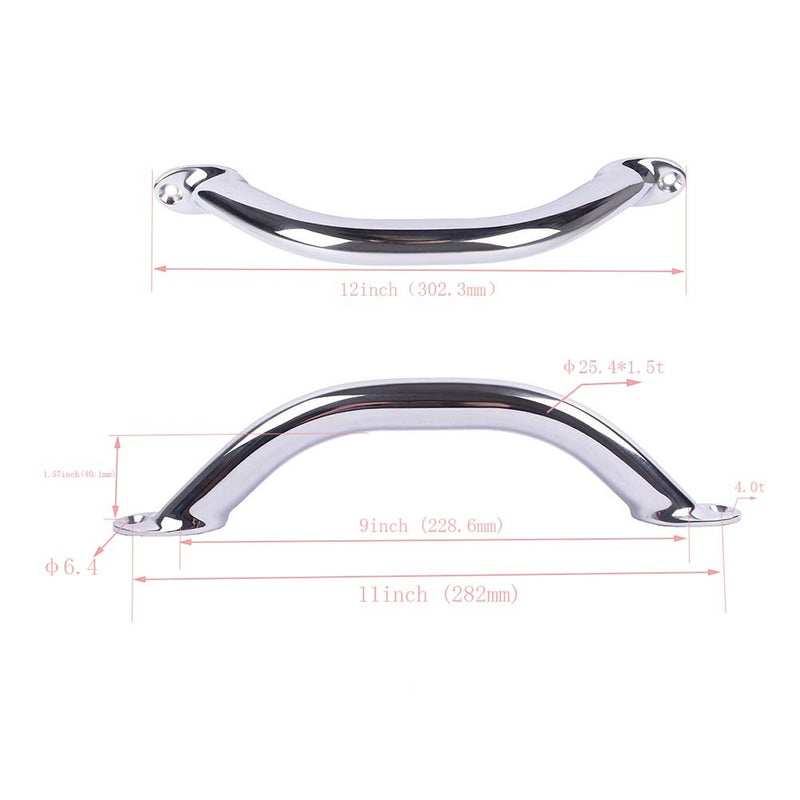 [AUSTRALIA] - 2PCS Boat Handrail Grab Handle Polished Stainless Steel Round Tube - 9" Long 