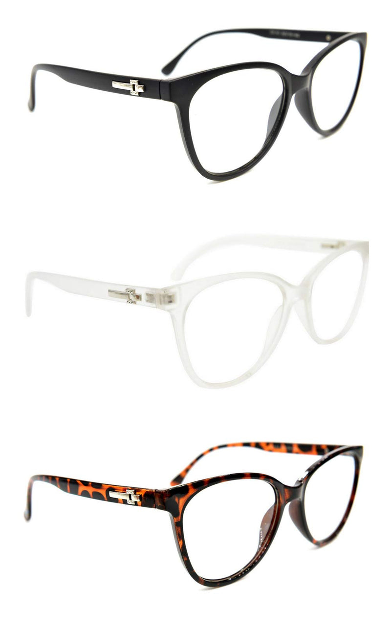 Stylish Cat Eye Oversized Reading Glasses Retro 1950/60s Metal Hinges DX61 Black 1.0 x - BeesActive Australia
