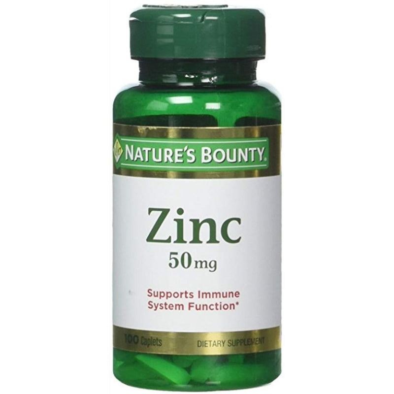 Nature's Bounty Chelated Zinc (Zinc Gluconate) 50mg, 100 Caplets (Pack of 6) - BeesActive Australia