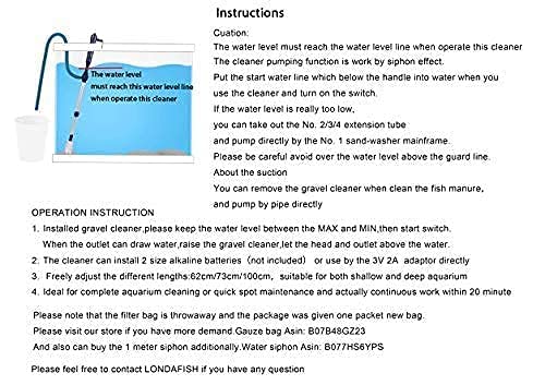 LONDAFISH Electric Fish Tank Vacuum Cleaner Gravel Water Filter Cleaner Sand Washer And Bag Filter Bag/10 Packets - BeesActive Australia