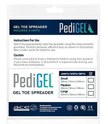 PediGel® - Medically Approved Polymer Gel Toe Spreader for Toe Alignment and Overlapping Toes, Pain Relief from Nail Issues and Bunions - 4 Units (Medium Length 28mm Width 8mm Depth 25mm) M (Pack of 4) - BeesActive Australia