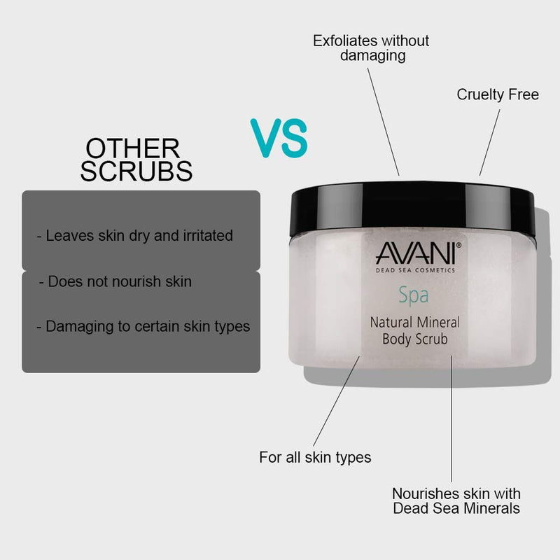 Avani Natural Mineral Body Scrub - Dead Sea Salt, Vitamin E, Jojoba, Sunflower, Sweet Almond - Exfoliating Formula for All Skin Types - Citrus/Vanilla Citrus & Vanilla - BeesActive Australia