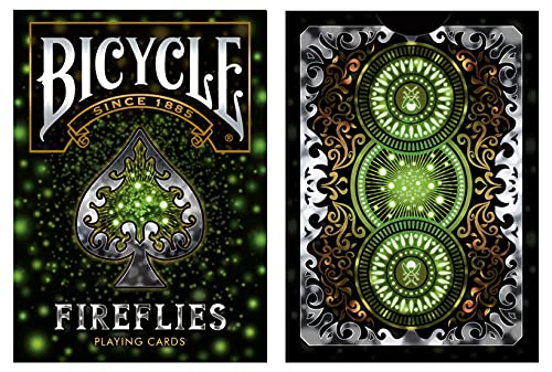 Bicycle Playing Cards 6 Decks | Fireflies Design | Limited Edition Deck Pitch-Black with Glowing Effects - BeesActive Australia