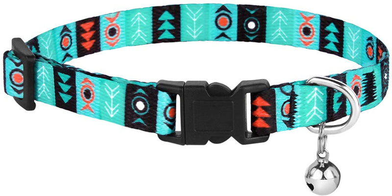 CollarDirect Cat Collar Breakaway Set of 2 PCS Tribal Pattern Aztec Pet Safety Adjustable Kitten Collar with Bell Aztec + Ethnic - BeesActive Australia