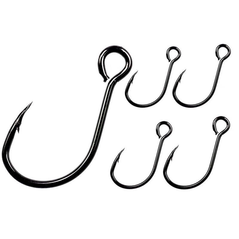 THKFISH 50pcs/100Pcs Box Inline Single Hooks Replacement Fishing Hooks for Lures Baits Inline Circle Hooks Large Eye with Barbed Saltwater Freshwater #2#1 1/0 2/0 3/0 100pcs-black - BeesActive Australia