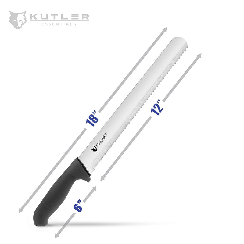 KUTLER Professional 12-Inch Bread Knife and Cake Slicer with Serrated Edge - Ultra-Sharp Stainless Steel Cutlery 12" Bread & Cake Knife - BeesActive Australia
