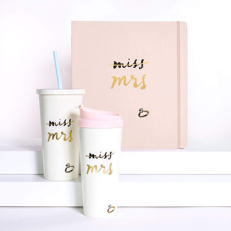 Kate Spade New York Bridal Insulated Tumbler with Reusable Straw, 20 Ounces, Miss to Mrs. (White) - BeesActive Australia