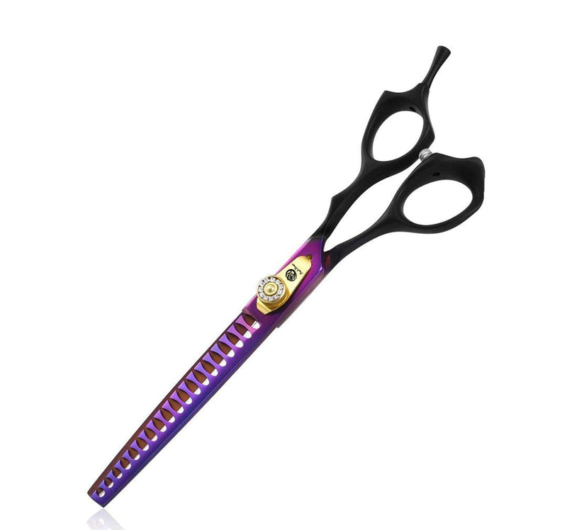 Purple Dragon Professional 7.0/8.0 inch Pet Grooming Hair Cutting Scissor and 6.75/8.0 inch Dog Chunker Shear - Japan 440C Stainless Steel for Pet Groomer or Family DIY Use Chunker scissor - BeesActive Australia