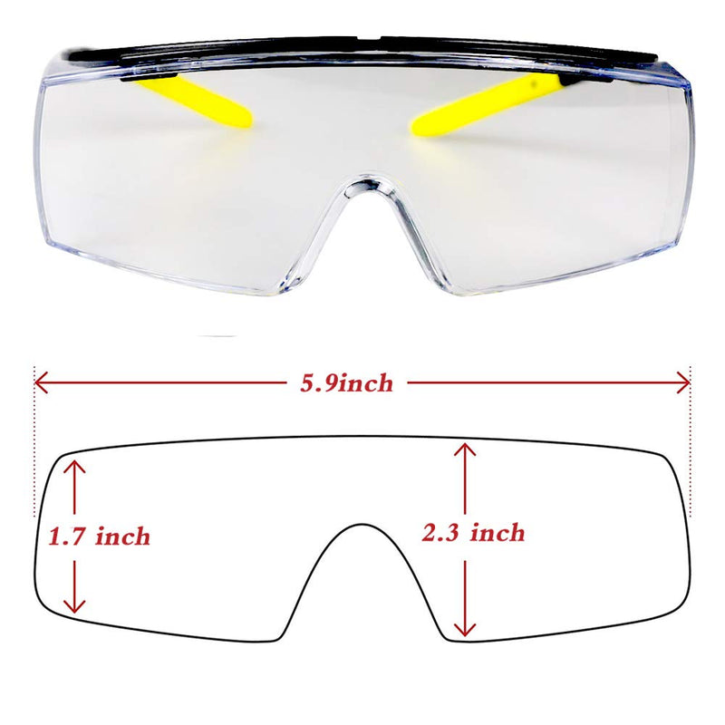 BHTOP Safety Glasses Protective Eye Wear L010 Clear Lens Anti-Fog Goggles Over-Spec Glasses in Yellow - BeesActive Australia