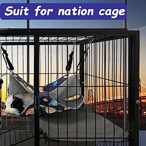 FULUE Ferret Rat Hammock Bed, Ferret Guinea Pig Nation Cage Accessories Kit Set Staff House and Hideouts Cave for Guinea Pig Ferret Black Galaxy - BeesActive Australia