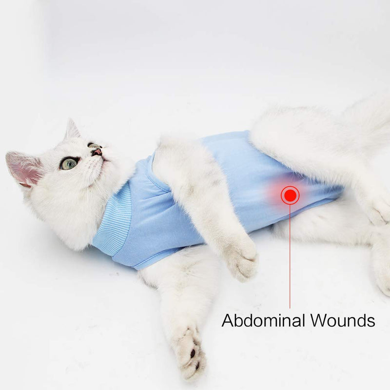 LIANZIMAU Cat Surgery Recovery Suit for Surgical Abdominal Wounds Home Indoor Pet Clothing E-Collar Alternative for Cats After Surgery Pajama Suit Medium (Pack of 1) Blue - BeesActive Australia