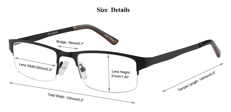 Amcedar Metal Half-Frame Reading Glasses Men 5-Pack Spring Hinges Stainless Steel Material Sun Readers 2.50 5 Pairs Mix 2.5 x - BeesActive Australia