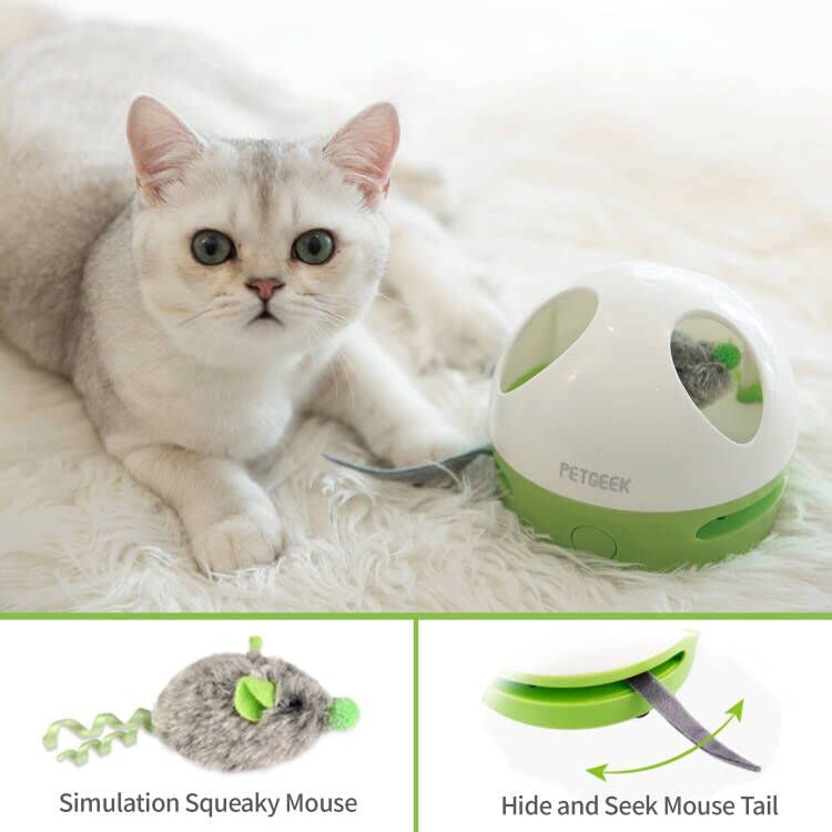 PETGEEK Interactive Cat Toy, Hide Mouse Cat Toy with Squeaky Mouse, Electronic Automatic Cat Toys with Catnip Filled Hidey Mouse, Cat Toys Interactive for Indoor Cats Exercise & Game green - BeesActive Australia