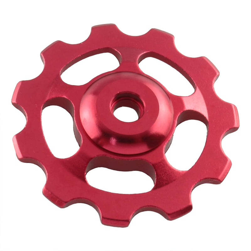 WHYHKJ 2Set 11T Bicycle Jockey Wheel Aluminum Sealed Bearing Chains Properly Bright Anodizing for Mountain Road Bike Guide Roller Rear Derailleur Pulley Red - BeesActive Australia