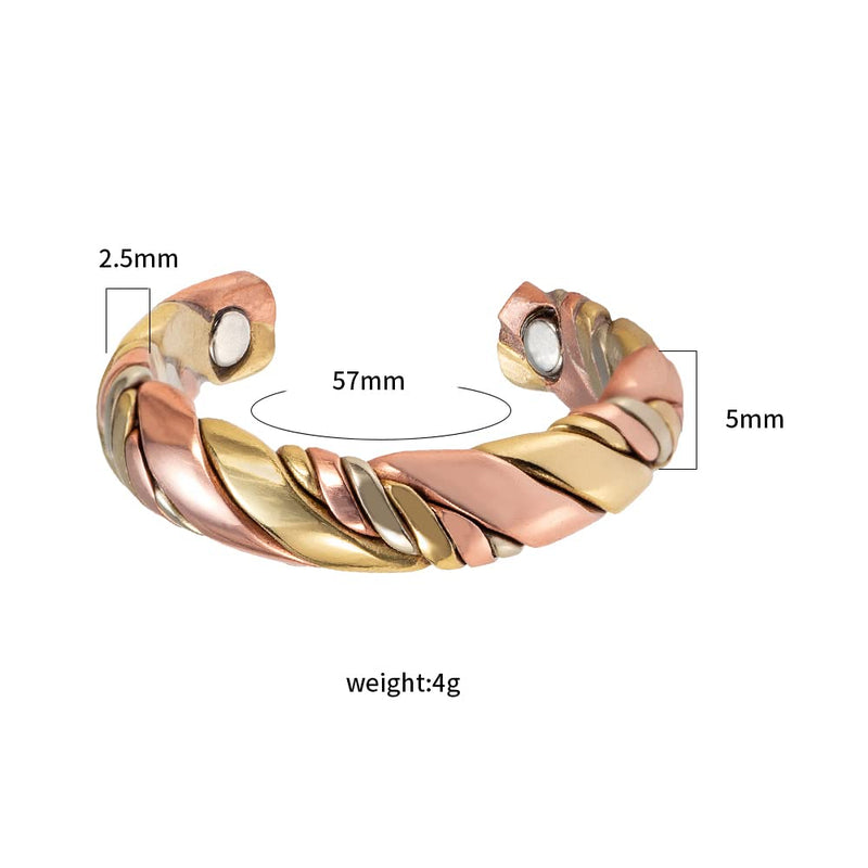 EnerMagiX Braided Tri Tone Magnetic Copper Rings for Men, Ring Jewelry,Gift for Dad Husband - BeesActive Australia