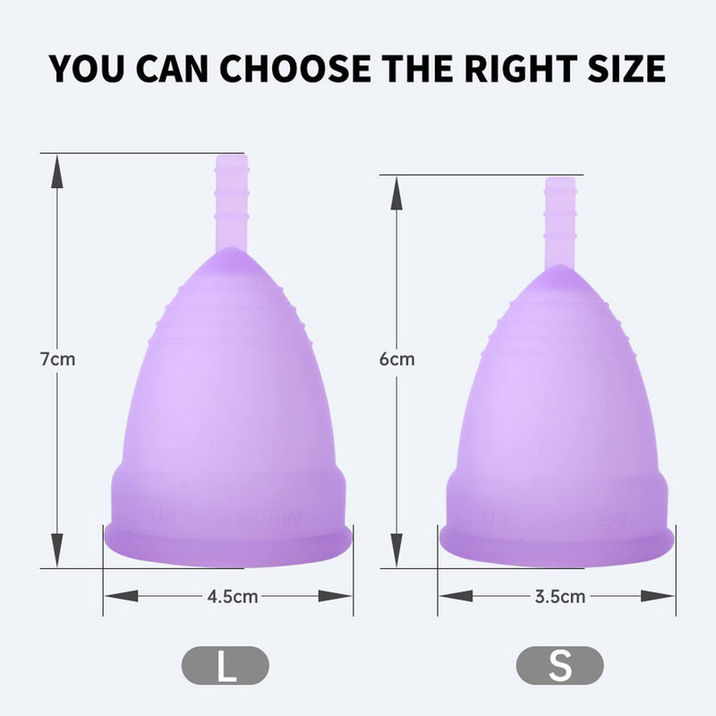 PATILWON Menstrual Cups 2 Pack Period Cup, with Micro-Wave Oven Box Holder Purple&pink Large - BeesActive Australia