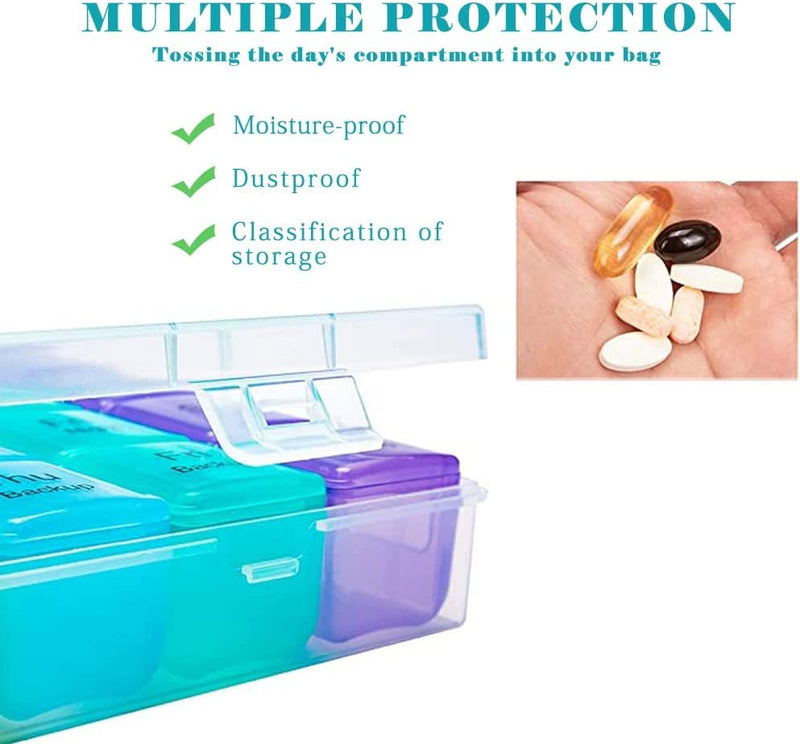 Large Pill Box 7 Days 4 Compartment Medicine Organizer Daily Pill Case Container 4 Times a Day to Hold Vitamins - BeesActive Australia