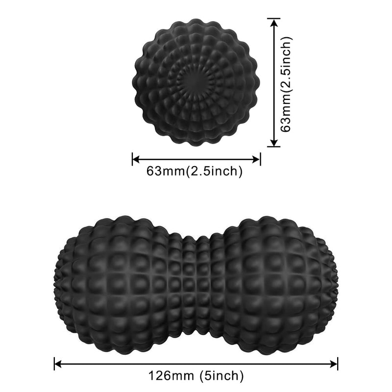 SELEWARE Peanut Massage Ball, Peanut Double Lacrosse Massage Roller Ball for Back Neck Shoulder Spine Legs Hips, Deep Tissue Peanut Roller Ball Trigger Point Muscle Massage Ball, Black - BeesActive Australia