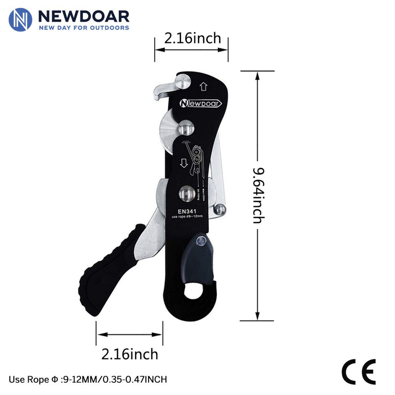 NewDoar Climbing Stop Descender Rappelling Belay for Ropes 9-12mm The Novices for Rescue & Arborist CE Certification Black - BeesActive Australia