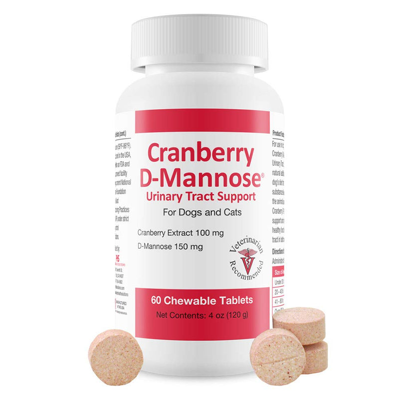 Cranberry D-Mannose Urinary Tract Support - Bladder Health Supplement for Dogs and Cats - 60 Tablets - BeesActive Australia
