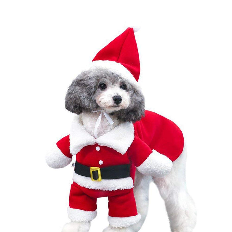 NACOCO Pet Christmas Costumes Dog Suit with Cap Santa Claus Suit Dog Hoodies Cat Xmas Costumes Medium (Pack of 1) Red - BeesActive Australia