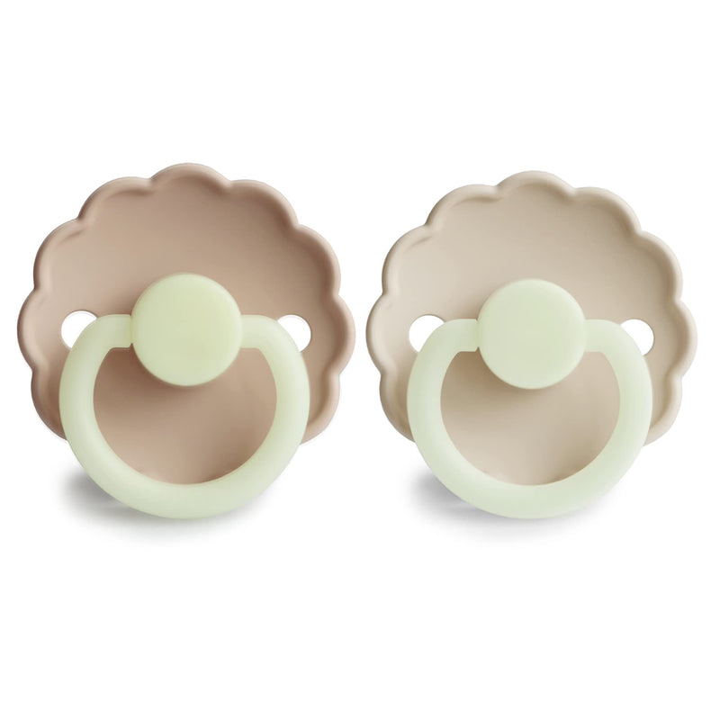 FRIGG Daisy Night SilkySoft Silicone Baby Pacifier | Made in Denmark | BPA-Free (Croissant/Cream, 6-18 Months) Croissant/Cream - BeesActive Australia