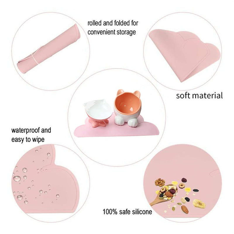 Silicone Dog Cat Bowl Mat, Waterproof Slip Resistant Silicone Pet Feeding Mat with High Lips, Cats and Dogs Food Placemat Tray, Raised Edges to Prevent Water Spills on Floors, Dishwasher Safe Grey - BeesActive Australia