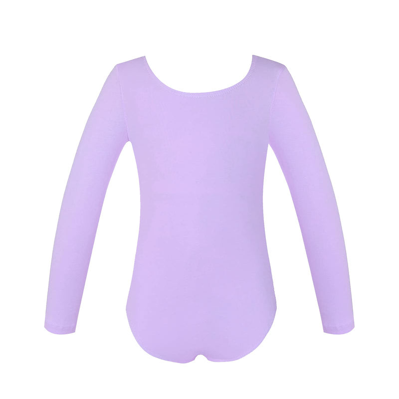 Girls Long Sleeve Team Basic Leotards For Kids Lavender 10-12 Years - BeesActive Australia