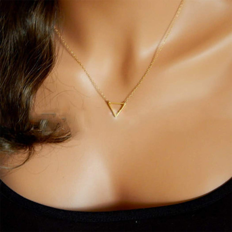 Funyrich Simple Triangle Necklaces Chain Geometric Pendant Necklace Chain Necklaces Jewelry for Women and Girls (Gold) Gold - BeesActive Australia