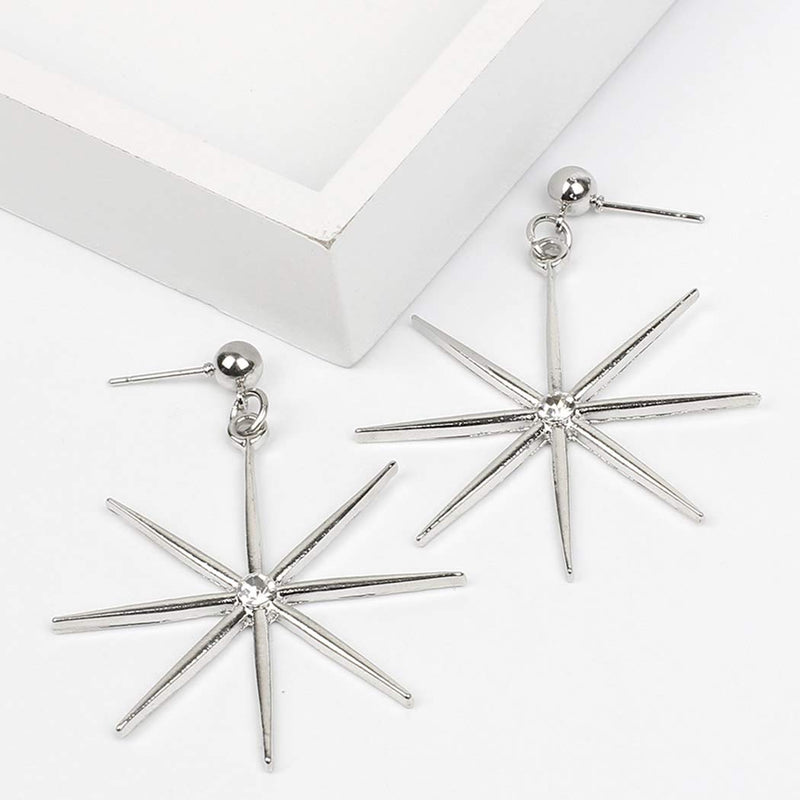 Ajacry Baroque Star Pendant Earrings Silver Metal Polaris Ear Pendants Accessories for Women and Girls - BeesActive Australia