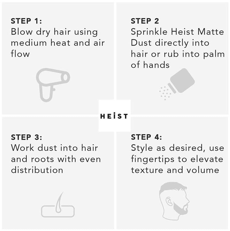 Hair Styling Texturising Powder Matte Dust | Heist Labs | Volume & Dry Texture (20g) - BeesActive Australia
