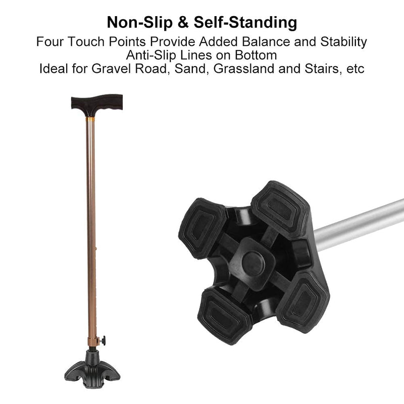 supregear Cane Tip - Self Standing Heavy Duty Rubber Replacement for Walking Cane (19mm) - Stable 4 Point Non-Slip Cane Tip for Folding Cane Walking Stick or Offset Quad Pod or Tripod Canes, Black 19 mm - BeesActive Australia