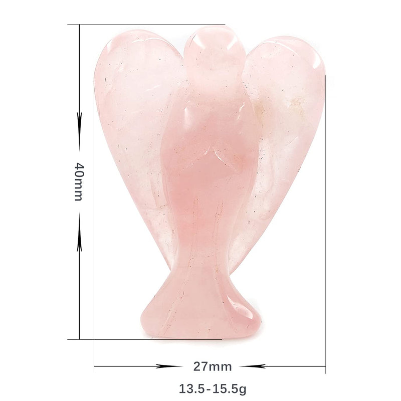 Ouubuuy Natural Rose Quartz Crystal Angel Pocket Guardian Angel Figurines Gift for Reiki Healing 1.5“ Pink Quartz - BeesActive Australia