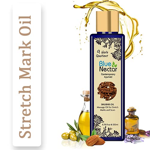 Blue Nectar Ayurvedic Anti Stretch Mark, Scar and Crack Heel Oil for Aging and Wrinkled Skin with Manjisthadi and 9 Vital Herbs (200 ml) - BeesActive Australia