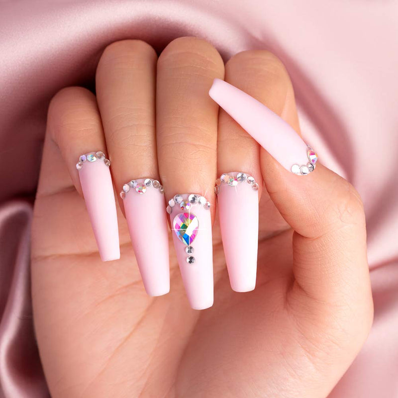 Beetles Gel Polish Nail Art Rhinestones,Crystal Glass AB Rhinestone Gems (120 + 3456 Pcs）for Gel Nail Polish/Nail Dipping Powder/Nail Acrylic Powder Decoration with Nail Rhinestone Glue and Nail Brush - BeesActive Australia