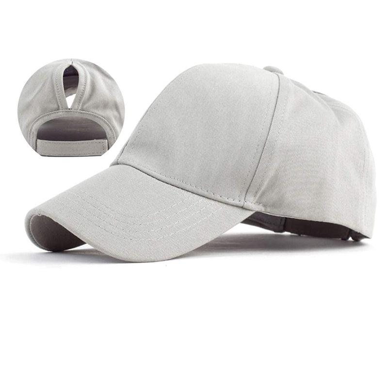 Eohak Cotton Ponytail Hats Baseball for Women Adjustable Solid Color Black+grey - BeesActive Australia