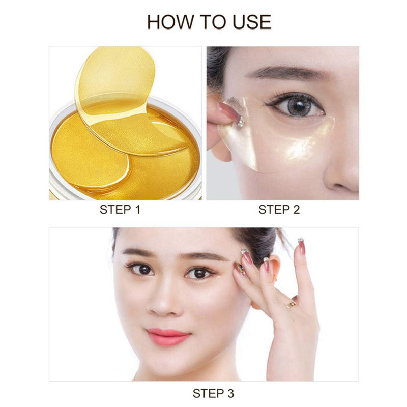 24K Gold Eye Mask Anti-Aging Hyaluronic Acid Under Eye Mask for Reducing Dark Circles & Puffy Eyes, Hydrogel Under Eye Mask, Pads, for Puffiness Eyes, Bags, Dark Circles and Wrinkles Treatment 30Pairs - BeesActive Australia