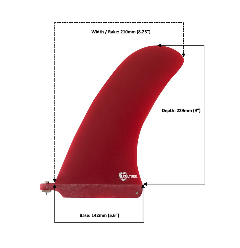 Culture Supply 9" Red Hatchet Noserider Longboard Surfboard Fin - BeesActive Australia
